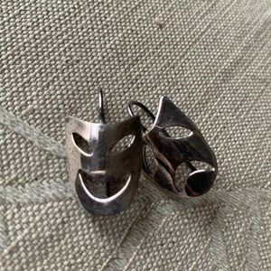 925 sterling silver thespian theater happy sad mask earrings